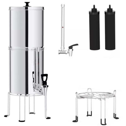 9L Gravity Water Filter Kit - 2 X Carbon Water Filters + Stand - GroundedKiwi.nzwater filter water filterberkeydrinkingfilter