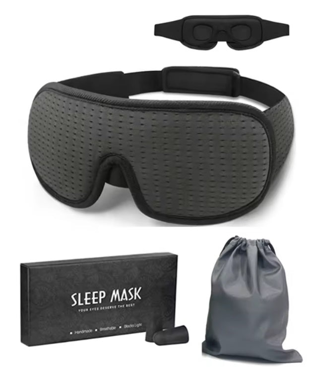 Blackout eye mask - Sleep mask - Full light block out + Memory foam Ear plugs - GroundedKiwi.nz airplaneblackoutblock