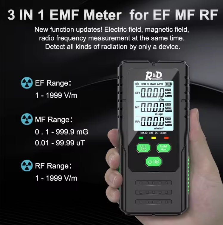 EMF Household Tester - 3 in 1 - Voltage, Magnetic force & Radio Frequencies - GroundedKiwi.nzElectrical Testing Tools Electrical Testing Toolsemfhousehousehold