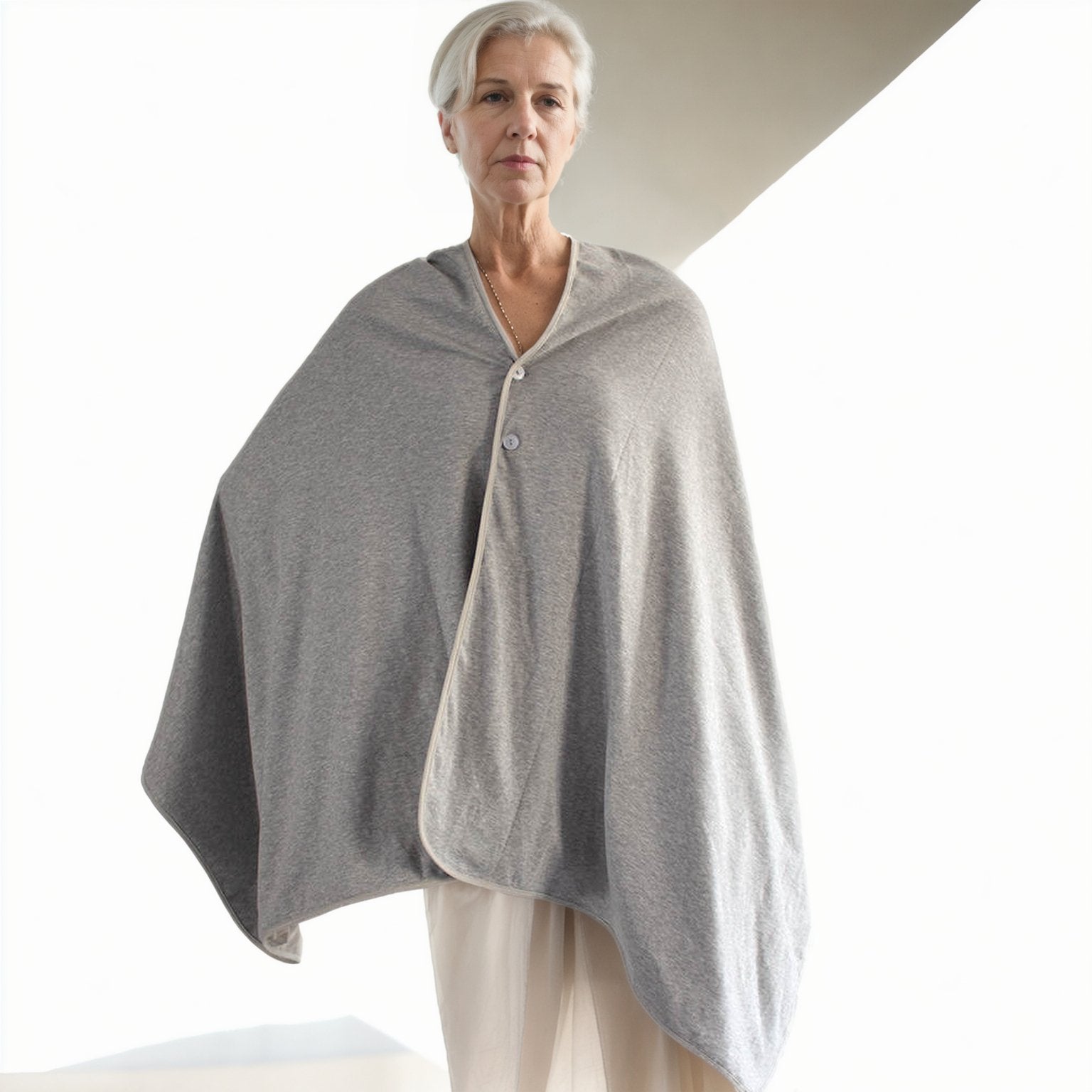 Grey EMF Protective Poncho with Silver Fiber Anti-EMI RFID Shielding - GroundedKiwi.nzOutwear Outwear5gblockingcloak