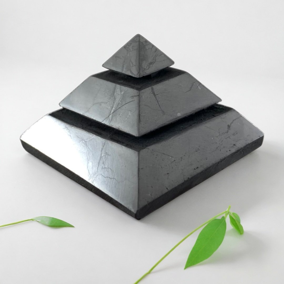 Sakkara polished Shungite Pyramid - 50mm - Genuine Shungite Pyramid - GroundedKiwi.nzDecor Decor5ganit radiationcrystal