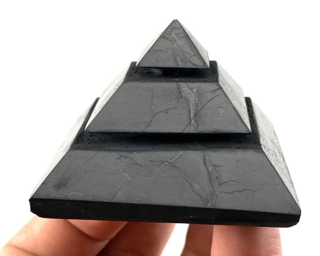 Sakkara polished Shungite Pyramid - 50mm - Genuine Shungite Pyramid - GroundedKiwi.nzDecor Decor5ganit radiationcrystal