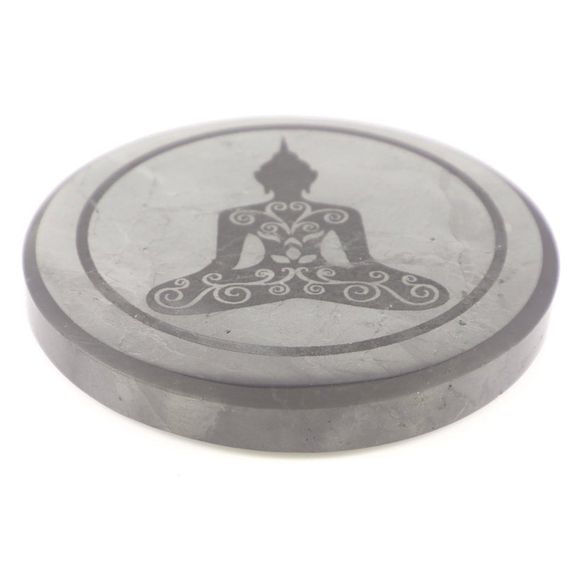 Shungite Glass Stand / Coaster - Budda Engraved - GroundedKiwi.nzHome & Garden Home & Garden5ganit radiationcoaster