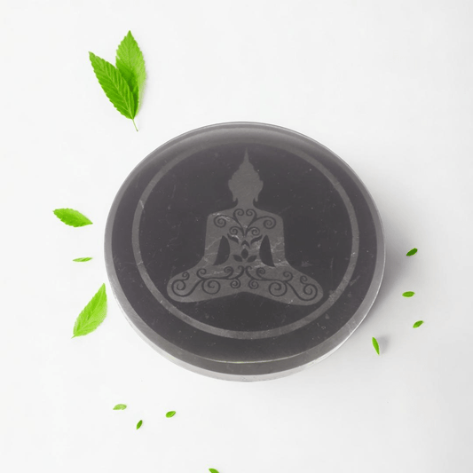 Shungite Glass Stand / Coaster - Budda Engraved - GroundedKiwi.nzHome & Garden Home & Garden5ganit radiationcoaster