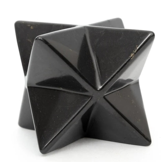 Shungite Merkaba Star - Polished Shungite Stone Star 40mm - GroundedKiwi.nz emfhouseshungite