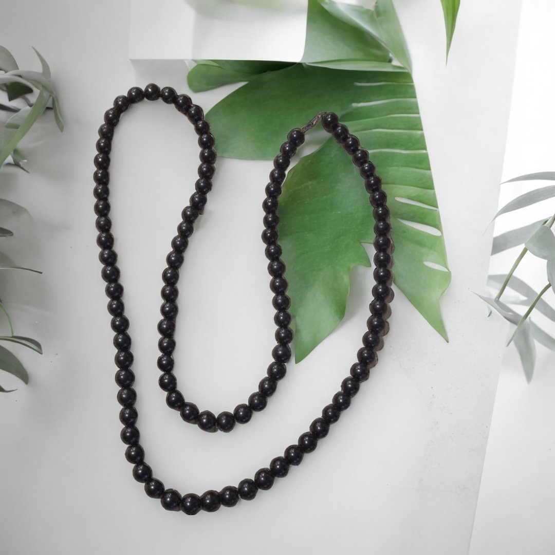 Shungite Necklace - 100 X 8mm Round Beads - GroundedKiwi.nzNecklace Necklace5ganit radiationbead