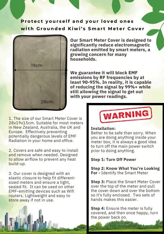 Smart Meter Cover - Radio Frequency EMF Blocker / Tamer - Reduce signal by up to 99.8% - GroundedKiwi.nz blockcoveremf